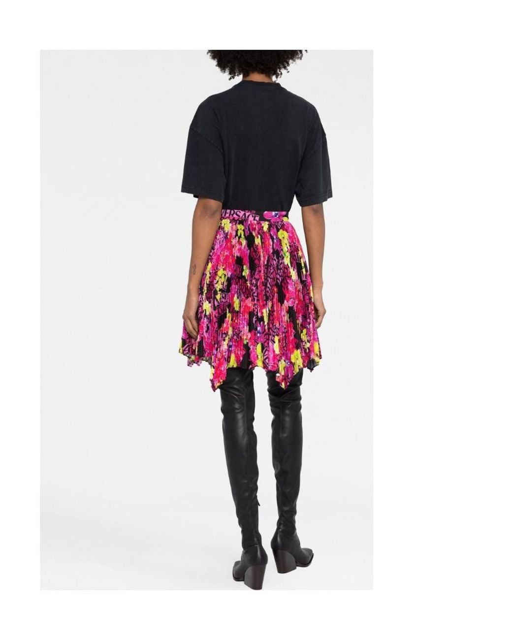 Versace Multicolor Off-Shoulder Long-Sleeve Bodysuit