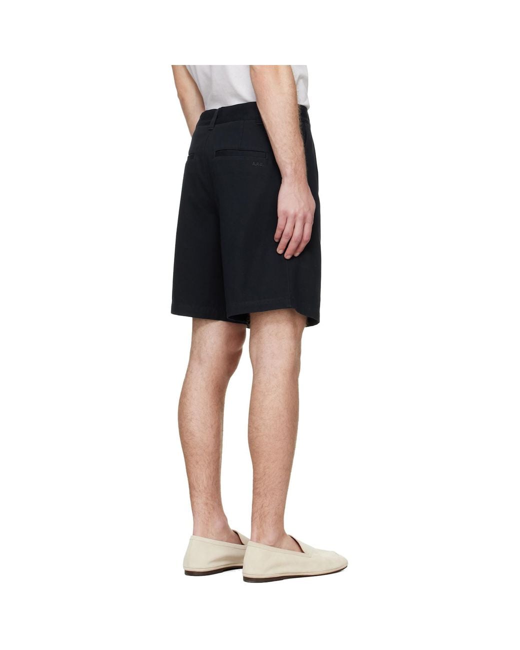 A.P.C. Blue Pleated Bermuda Shorts for men