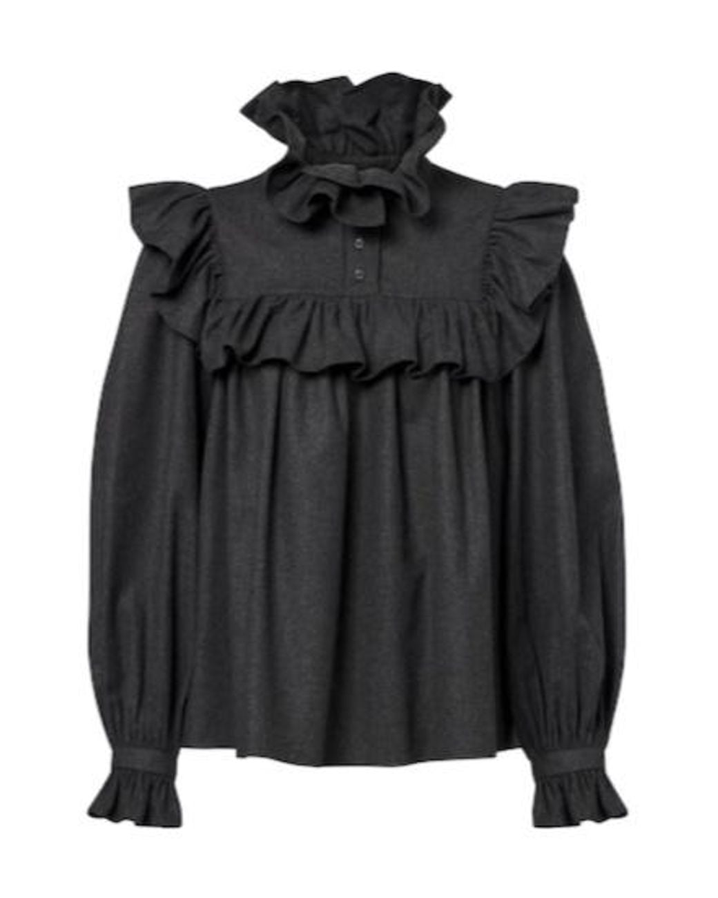 Chloé Black Wool And Cashmere Flannel Blouse