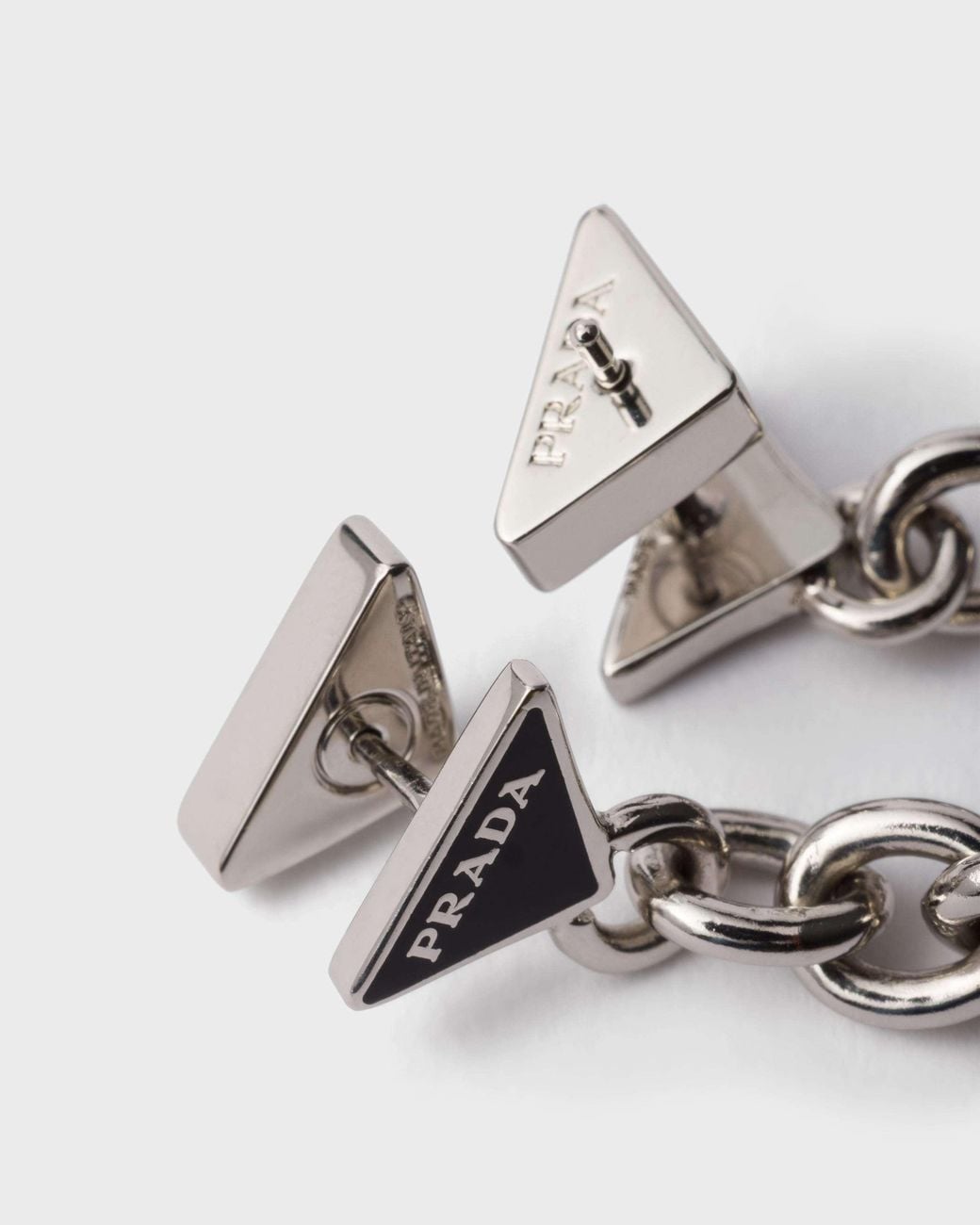 Prada White Metal And Pearl Earrings