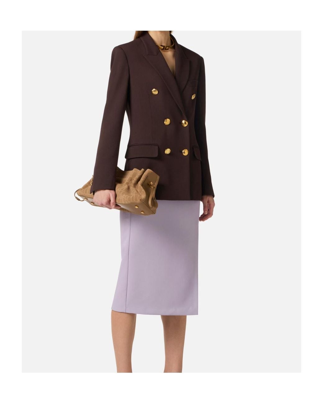 Elisabetta Franchi Blue Gabardine Double-Breasted Jacket