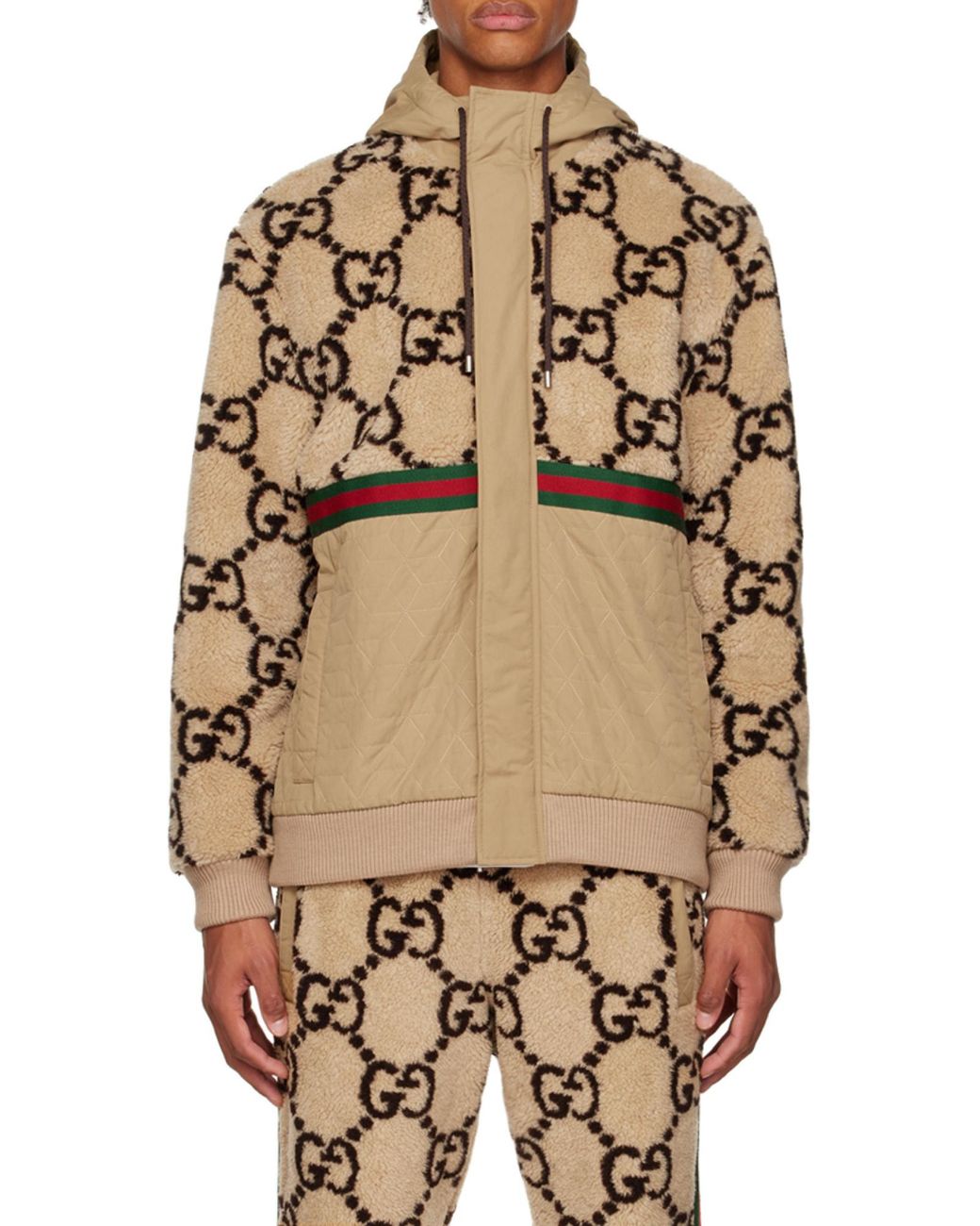 Gucci Natural Gg Jacquard Long-Sleeved Jacket for men
