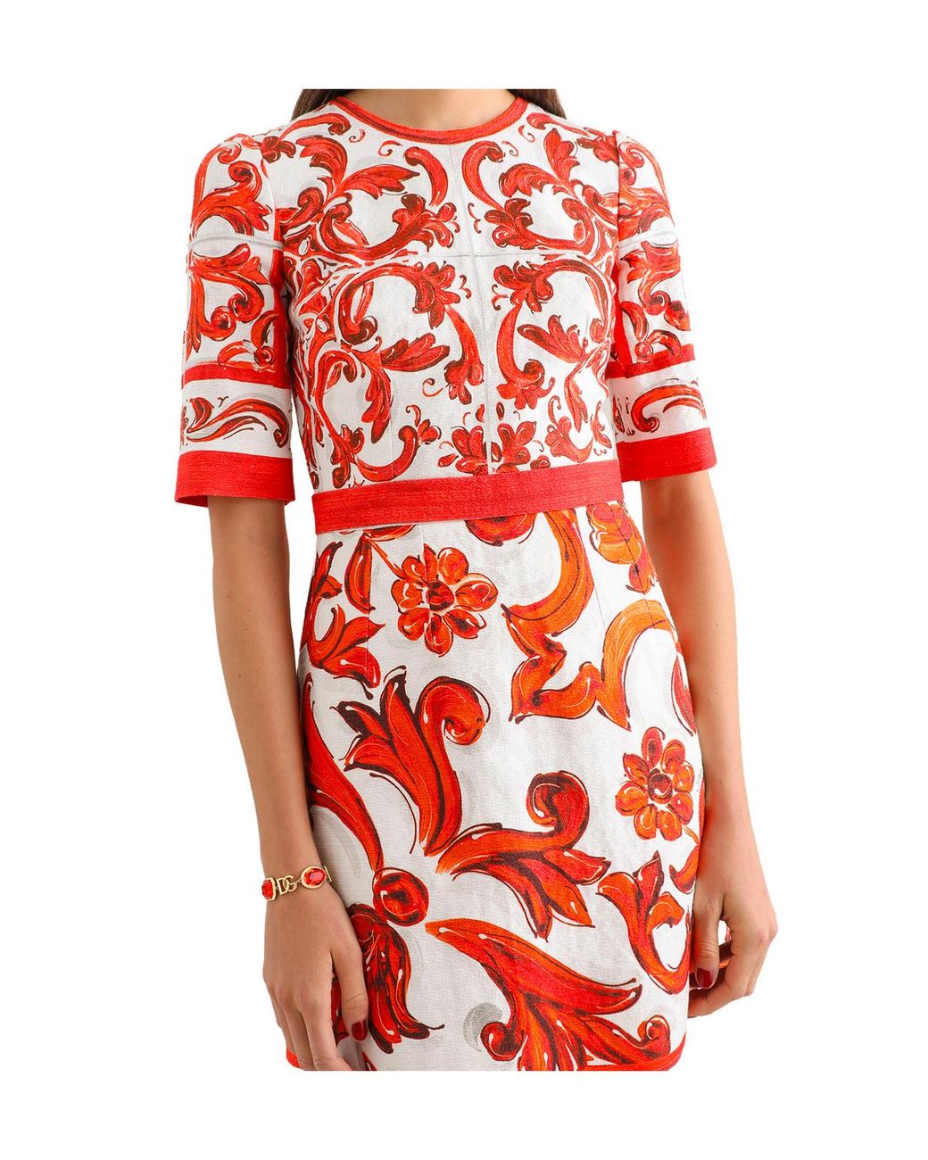 Dolce & Gabbana Red Majolica-Print Short Dress