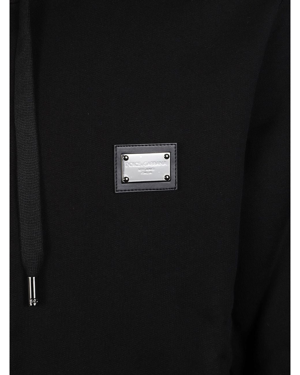 Dolce & Gabbana Black ドルチェガッバーナ ロゴプレート ドローストリング フーディー for men