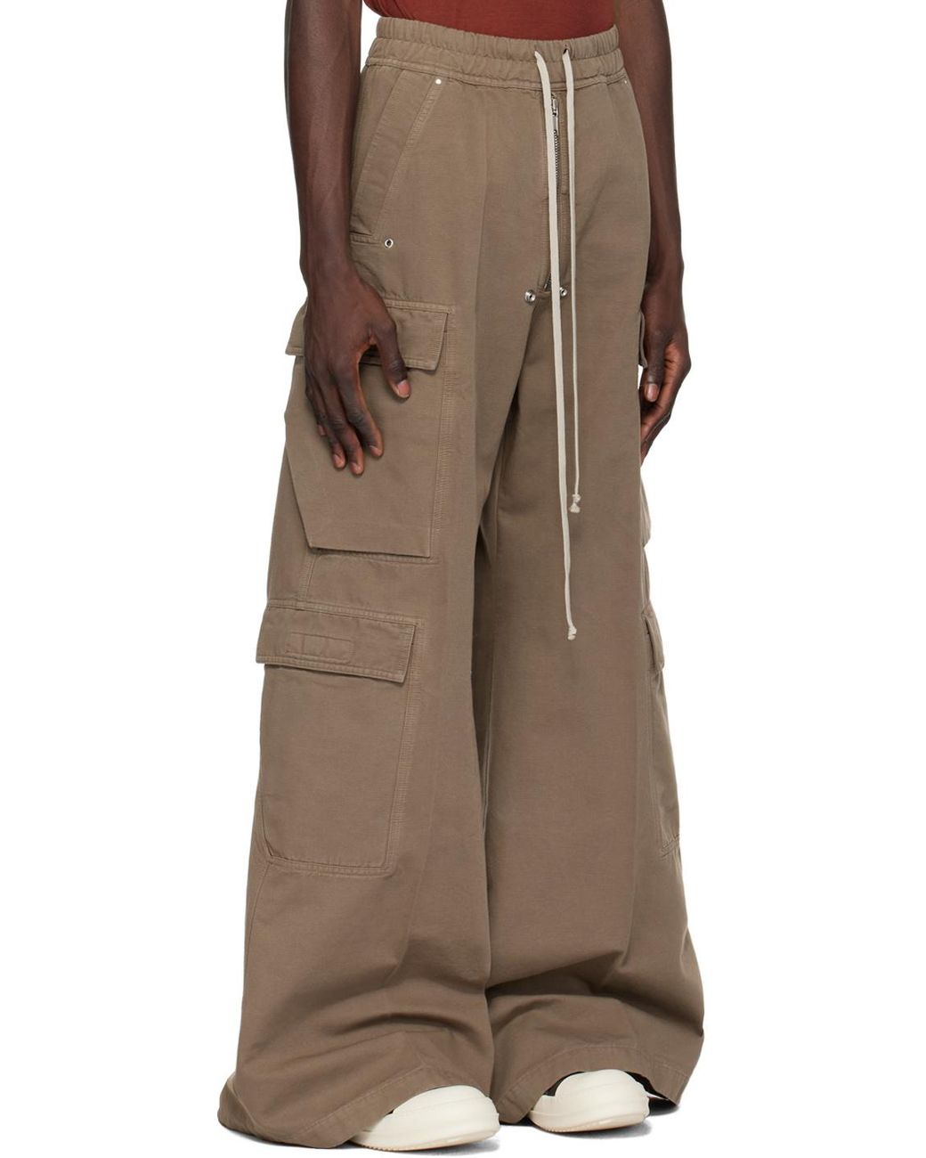 Rick Owens Brown Jumbo Belas Drawstring Cargo Trousers for men