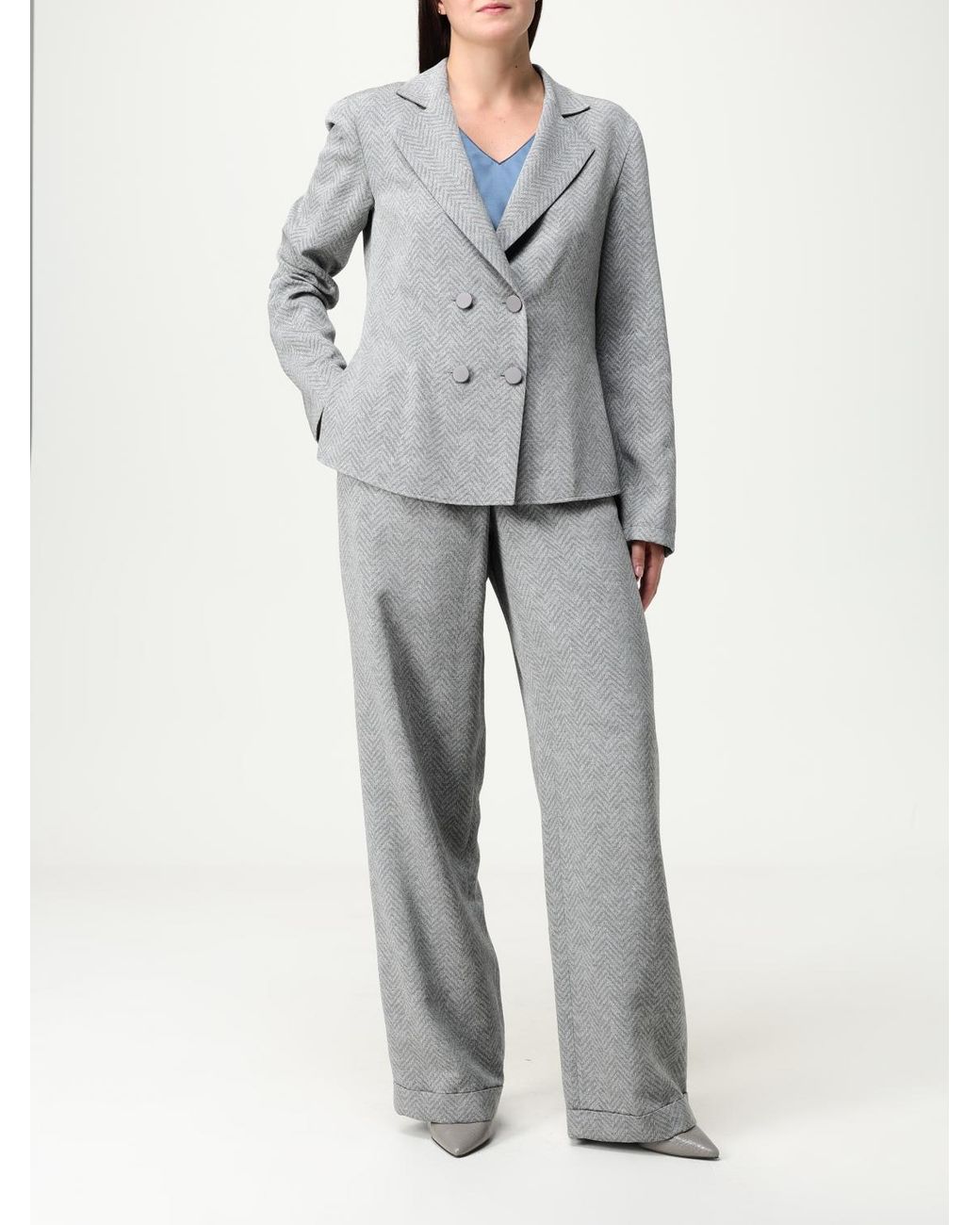 Emporio Armani Gray Double Breasted Blazer