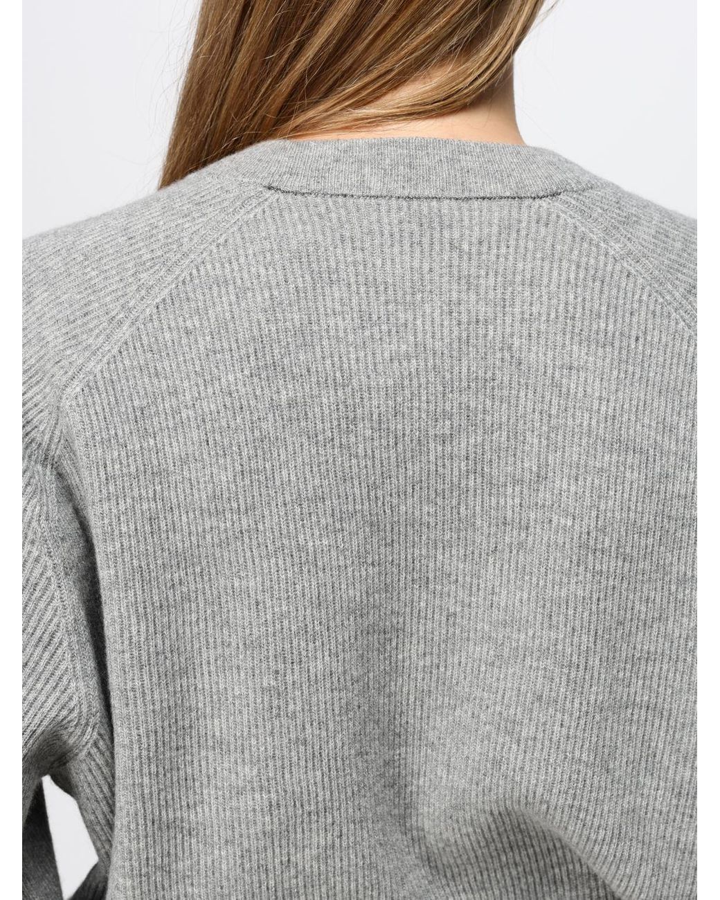 Brunello Cucinelli Gray Raglan-Sleeve Sweater