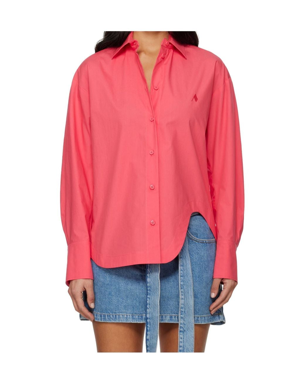 The Attico Pink The Logo Embroidered Shirt