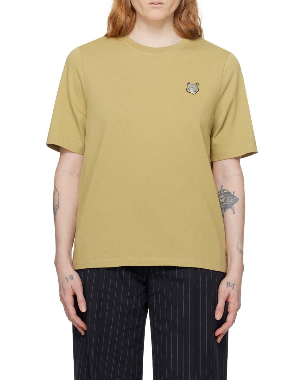 Maison Kitsuné Yellow Maison Kitsuné Bold Fox Crewneck T-Shirt