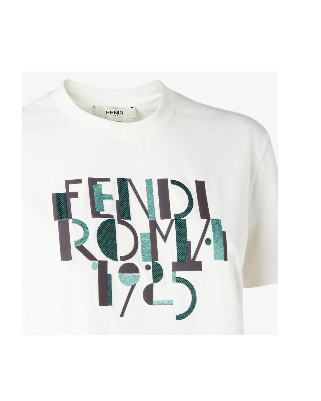 Fendi White Logo Printed Crewneck T-Shirt