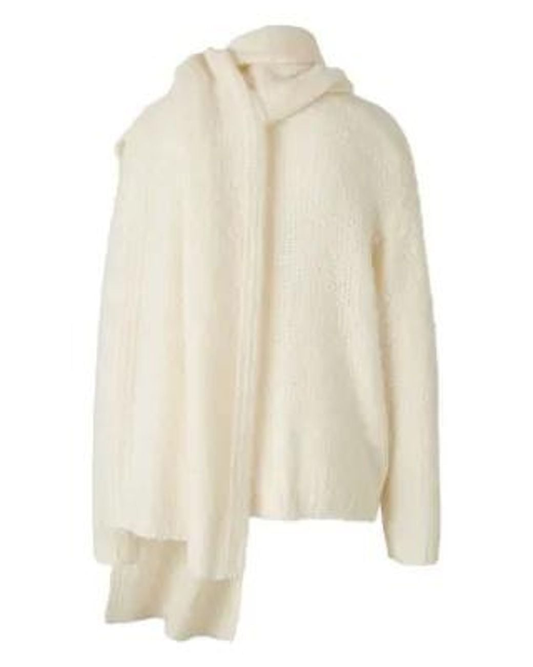 Staud White Scarf Detailed Knit Jersey Jumper