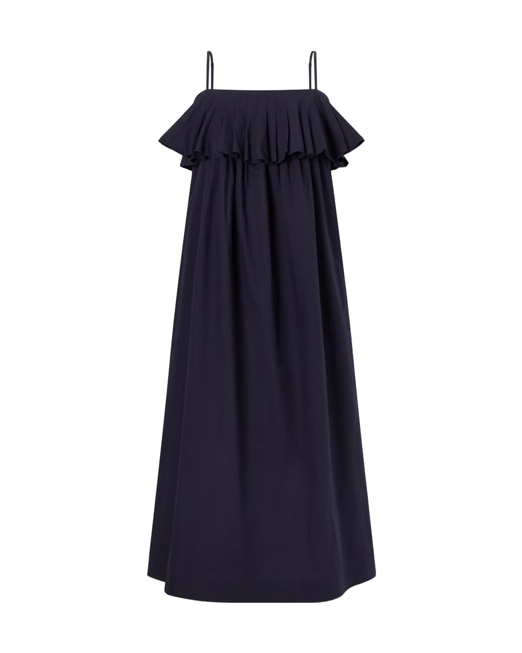 Sea Blue Lois Ruffled Cotton-Twill Midi Dress