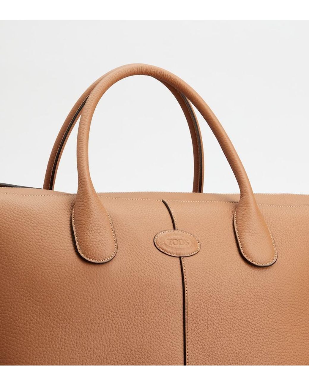 Tod's Brown Grained Leather Zip-Up Tote Bag for men