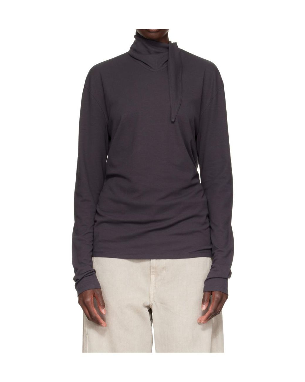 Lemaire Blue Tie-Fastening T-Shirt