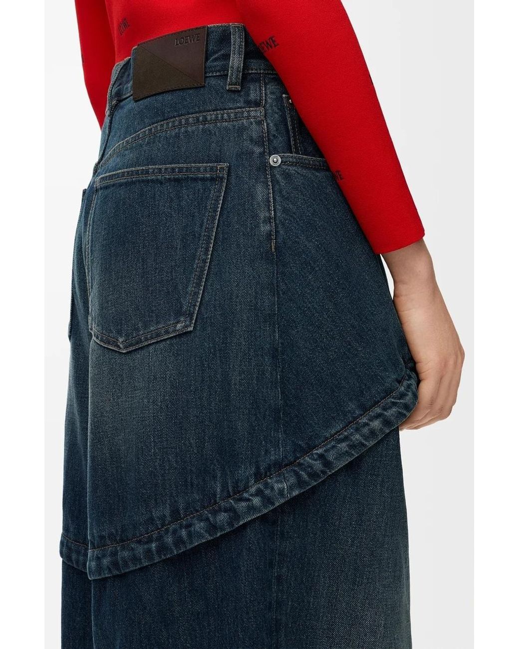 Loewe Blue Layered-Detail Wide-Leg Jeans