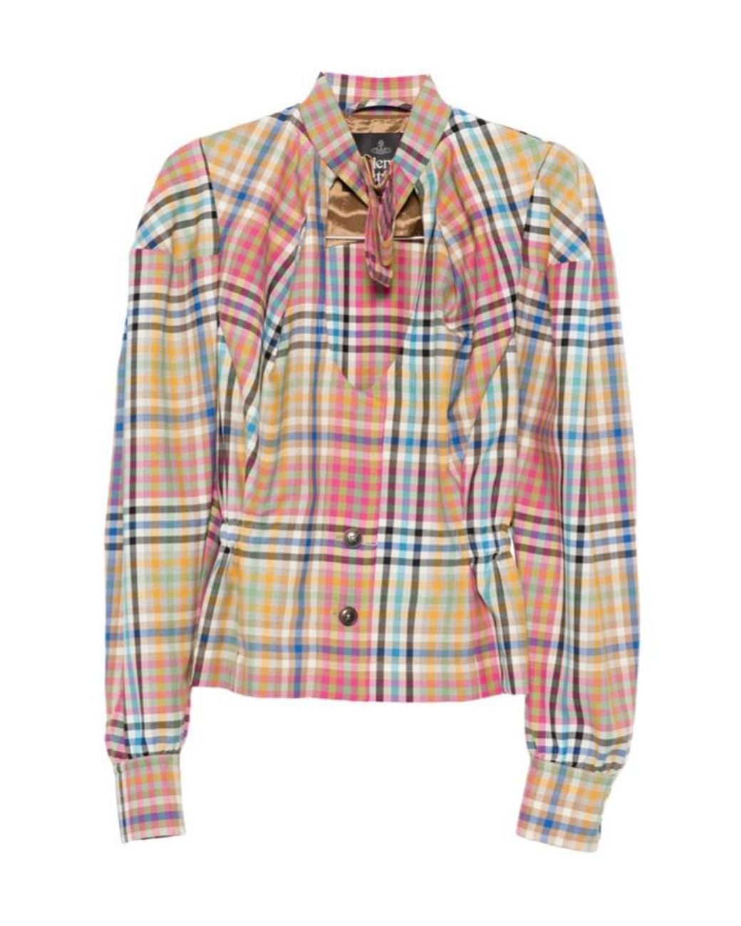 Vivienne Westwood White Plaid Cropped Top