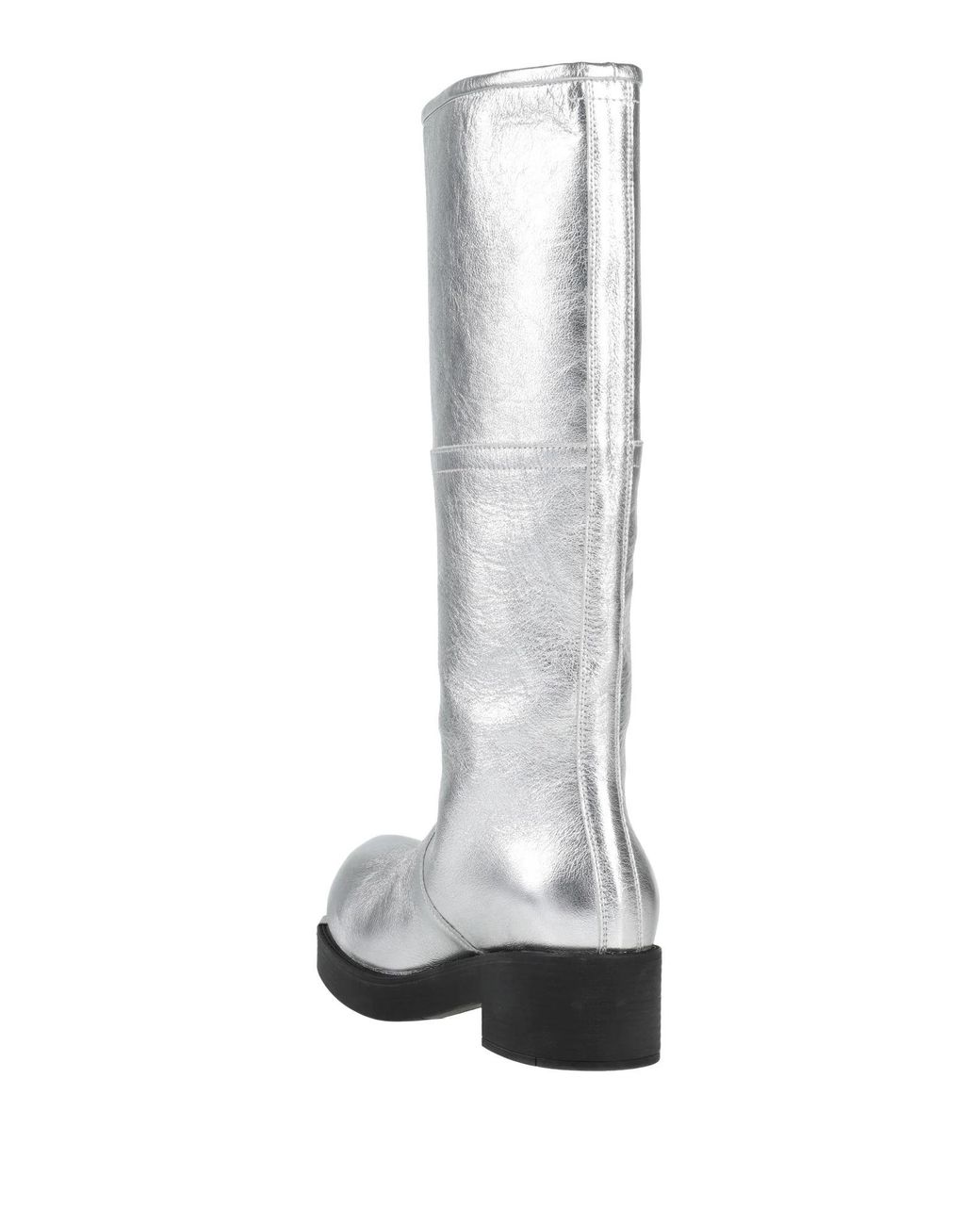 MM6 by Maison Margiela White Thick-Soled Knee-High Leather Boots