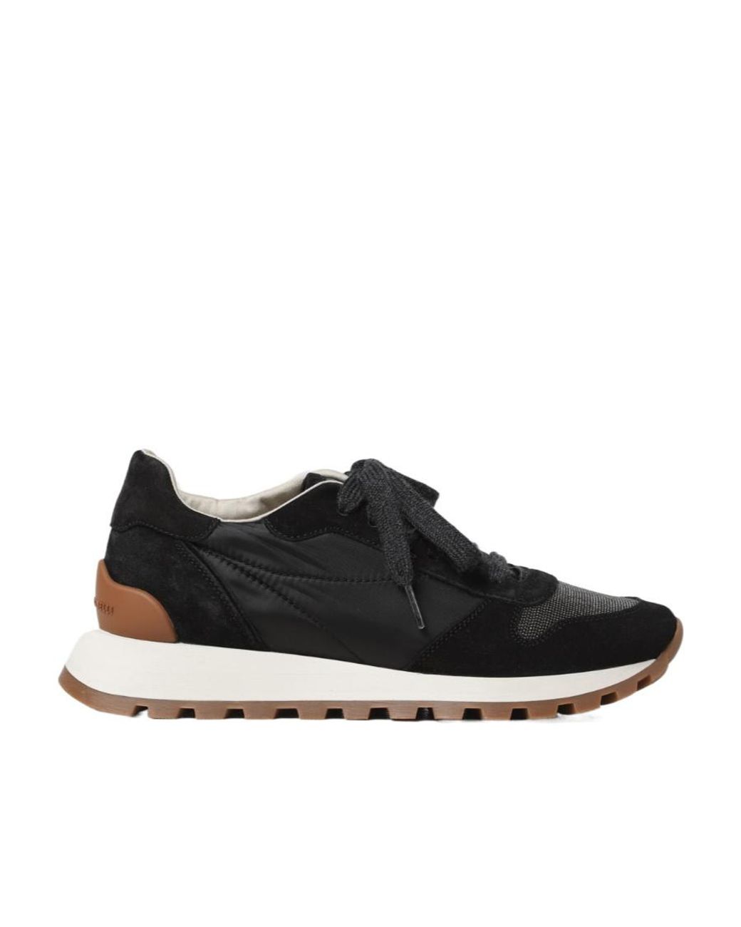 Brunello Cucinelli Black Panelled Lace-Up Sneakers