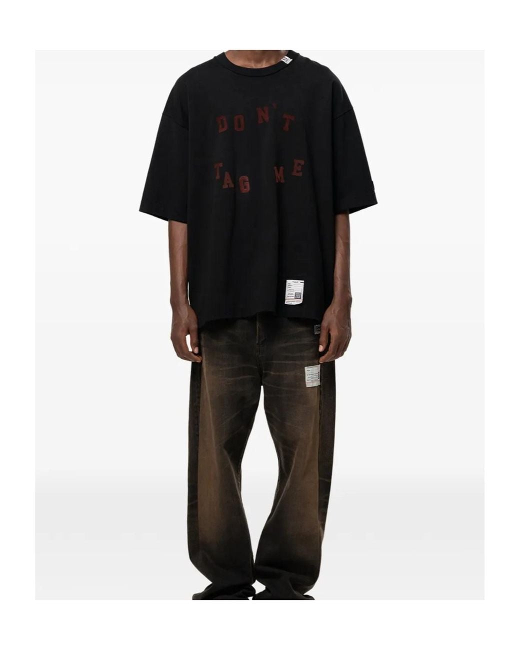 Maison Mihara Yasuhiro Black Don'T Tag Me. Flocky-Print T-Shirt for men