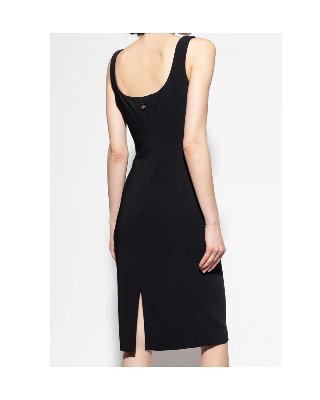 Versace Black Sweetheart-Neckline Midi Dress