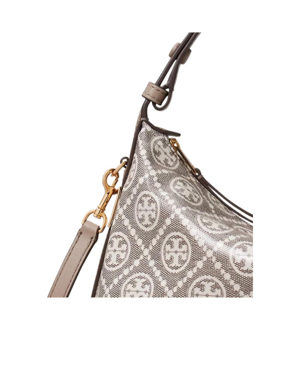Tory Burch Gray T Monogram Mellow Shoulder Bag