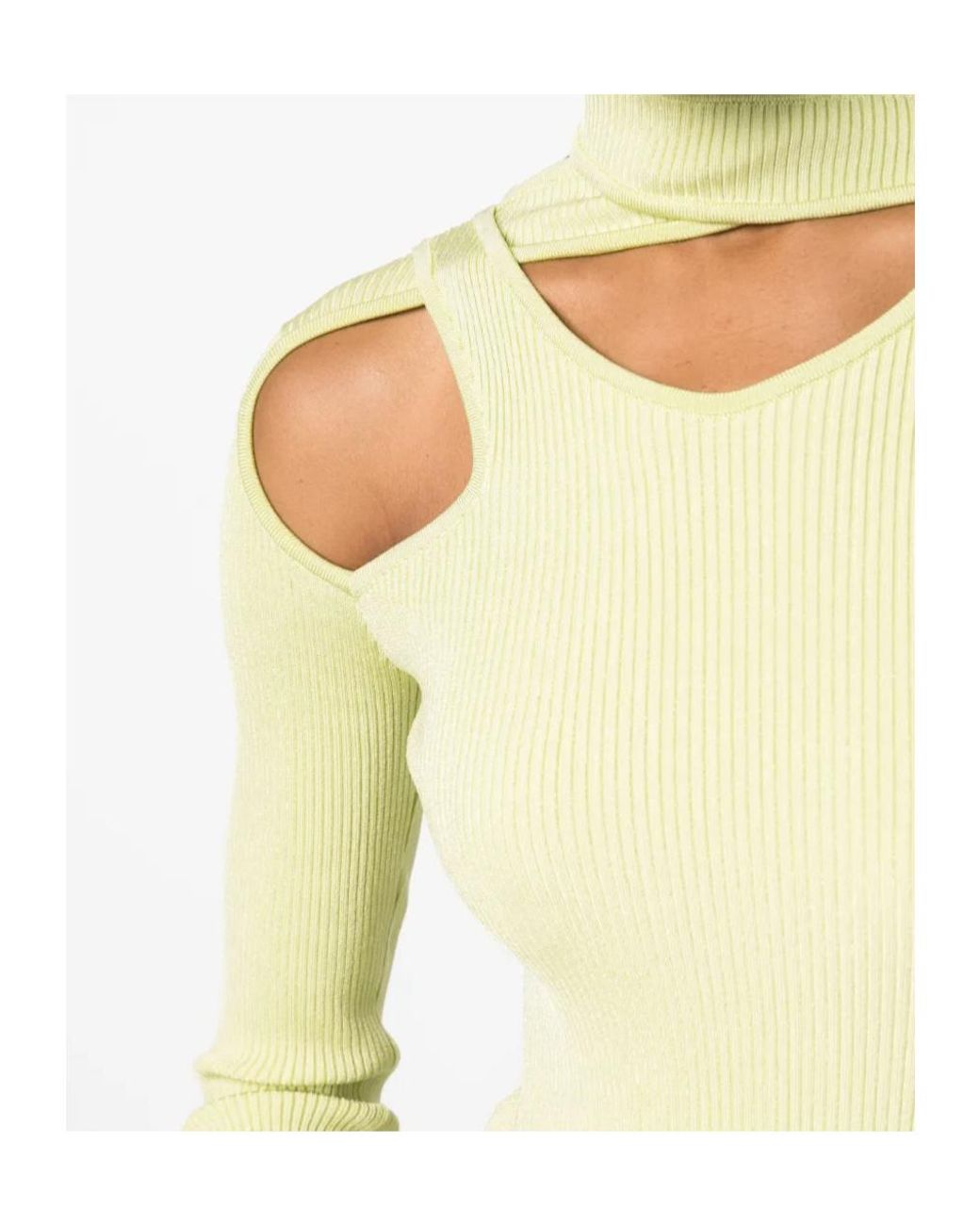 Coperni Yellow Cut-Out Ribbed-Knit Jumper