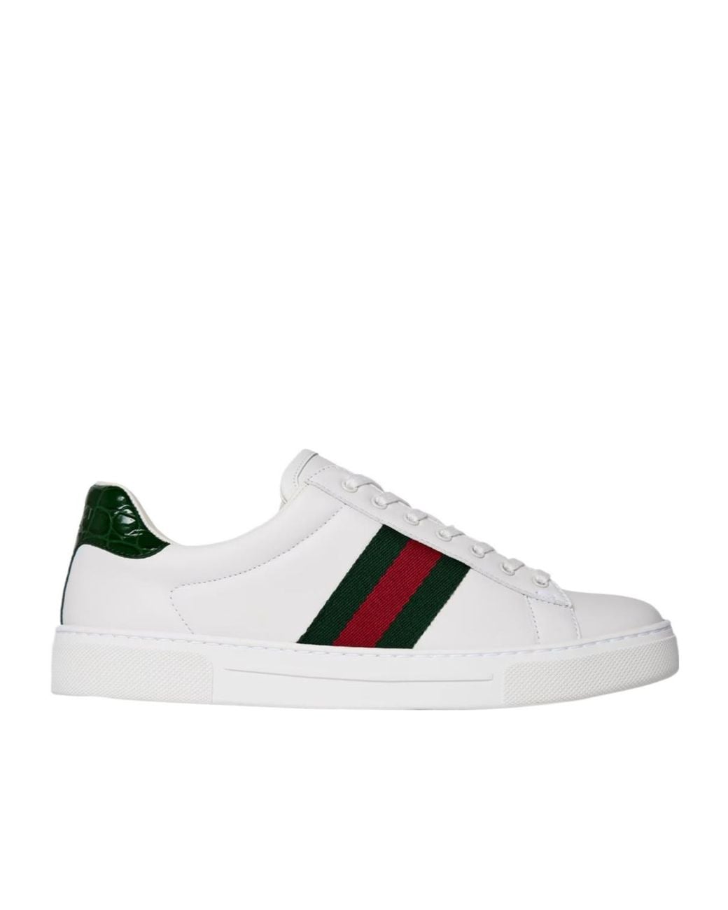 Gucci White Ace Web Canvas Trainers