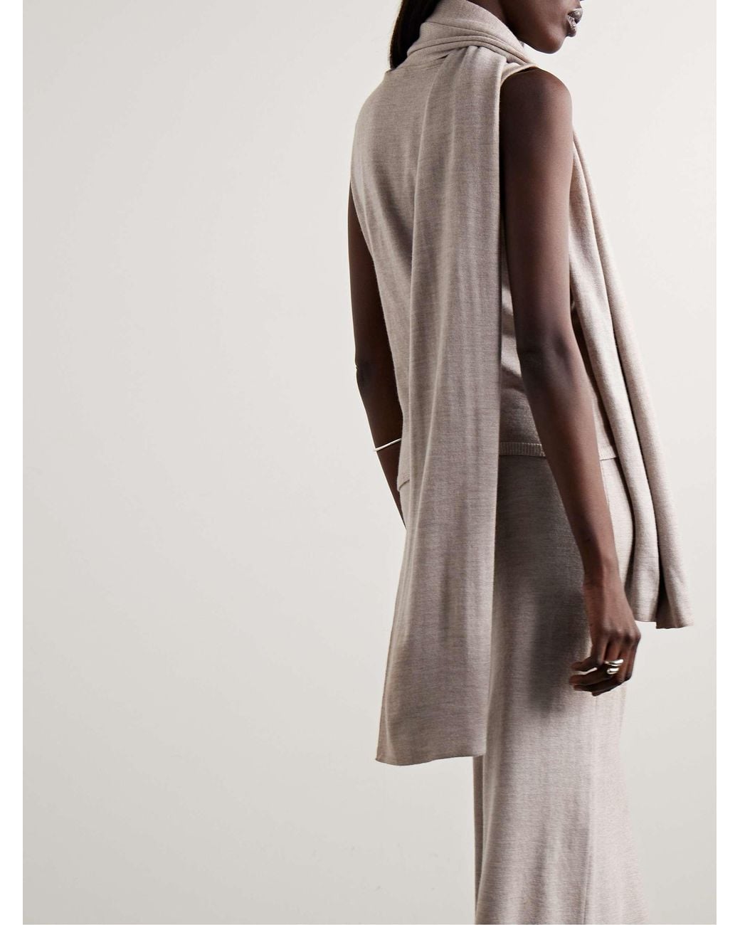Magda Butrym Gray Sleeveless High-Neck Knitted Top