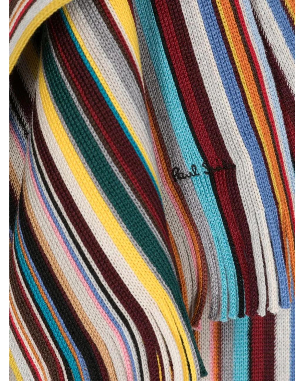 Paul Smith White Scarf With Stripe Pattern for men