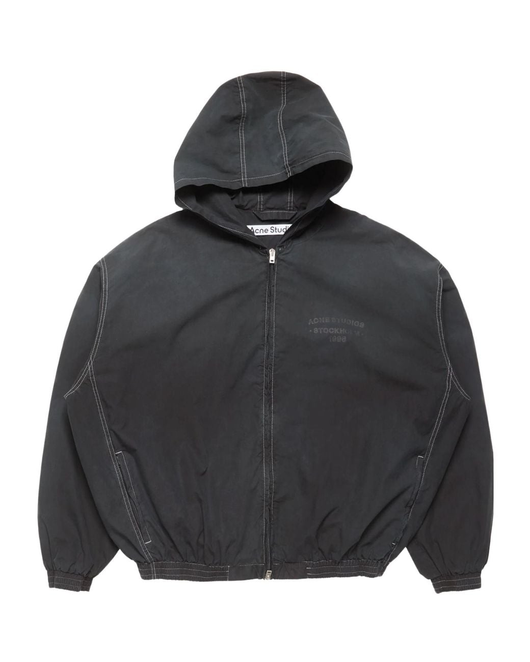 Acne Black Logo-Print Zip-Up Hoodie for men