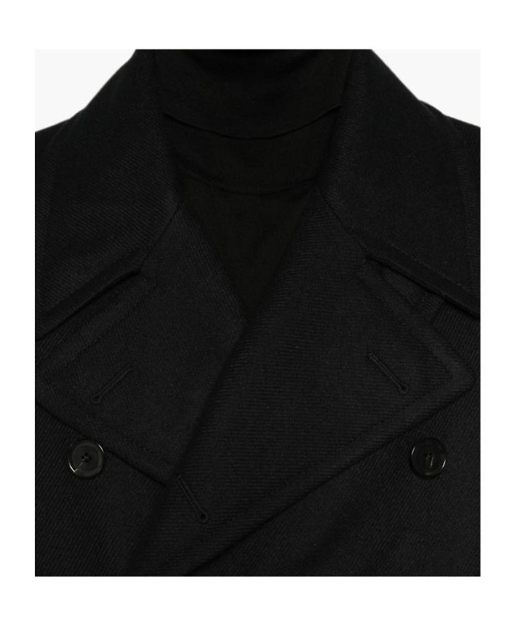 Caruso Black Corsaro Double-Breasted Coat for men