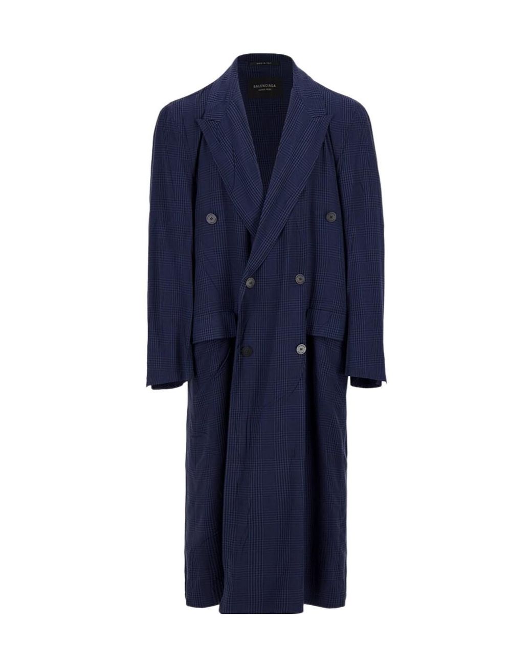 Balenciaga Blue Fluid Double-Breasted Coat for men