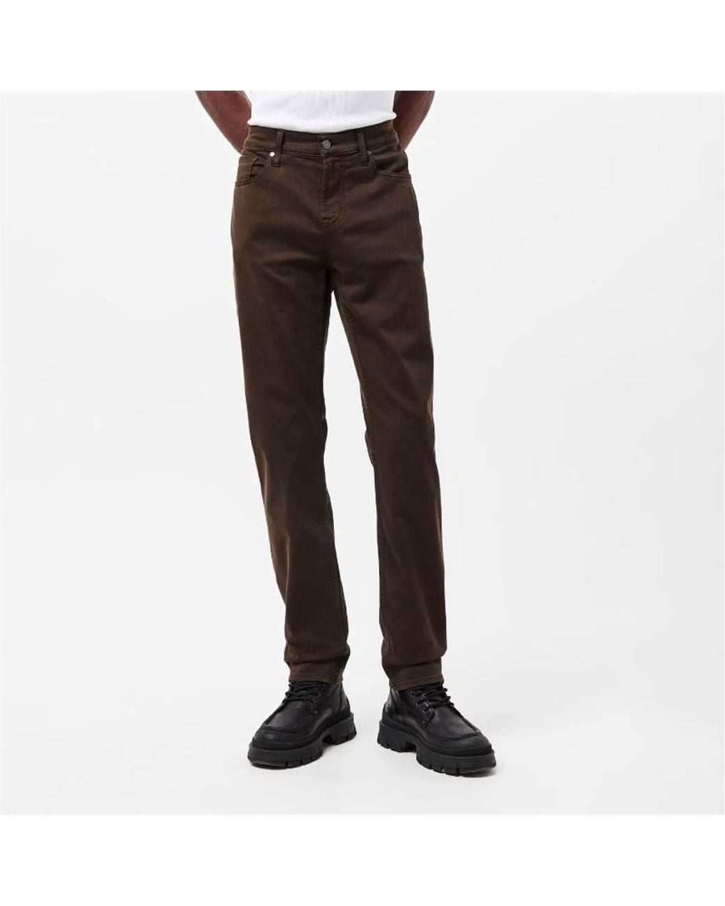 7 For All Mankind Black Slimmy Sateen Slim Fit Trouser for men