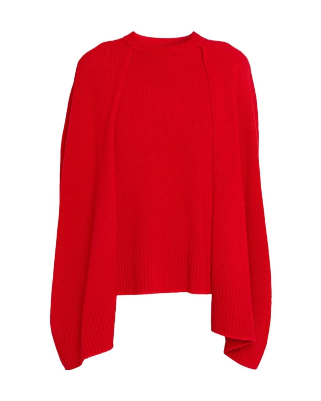 Totême Red Cashmere Crewneck Cape Sweater