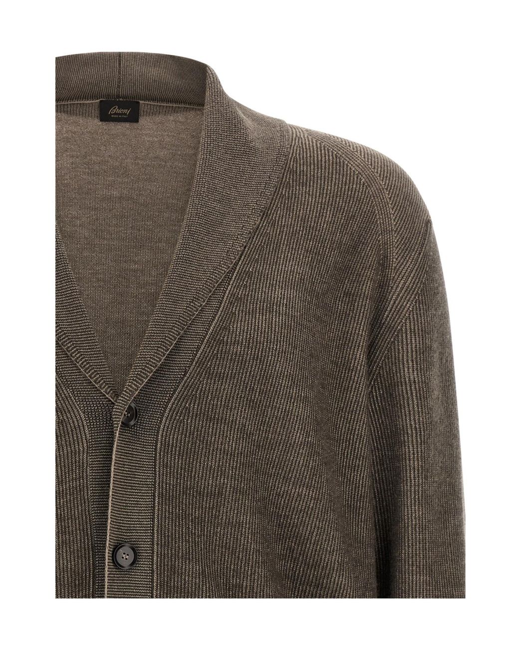 Brioni Green Shawl Collar Knitted Cardigan for men