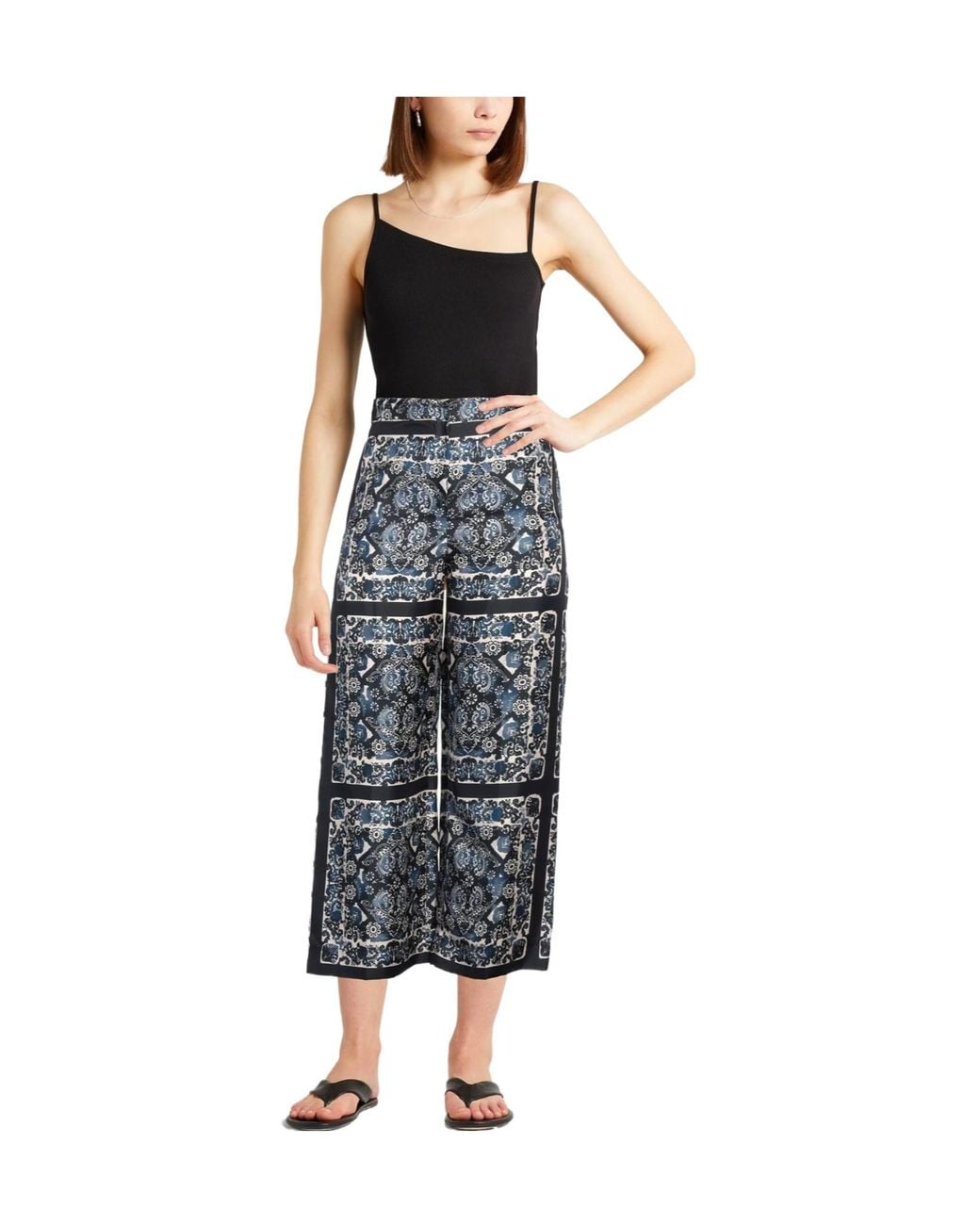 Max Mara Gray Simple Wide-Leg Pants