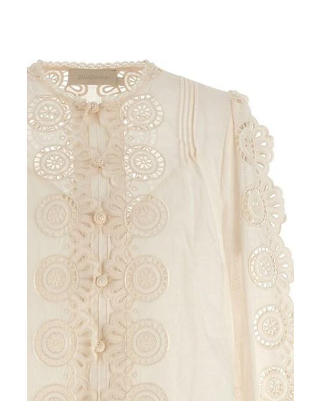 Zimmermann White Lucky Embroidered Blouse