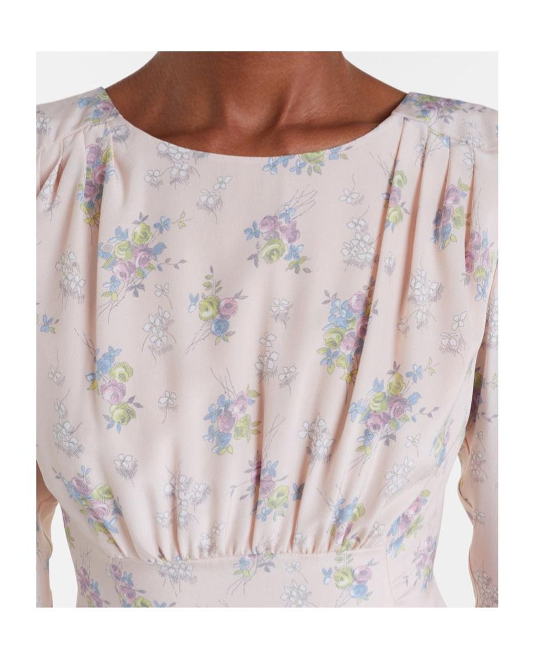 Alessandra Rich Natural Floral Open-Back Silk Midi Dress