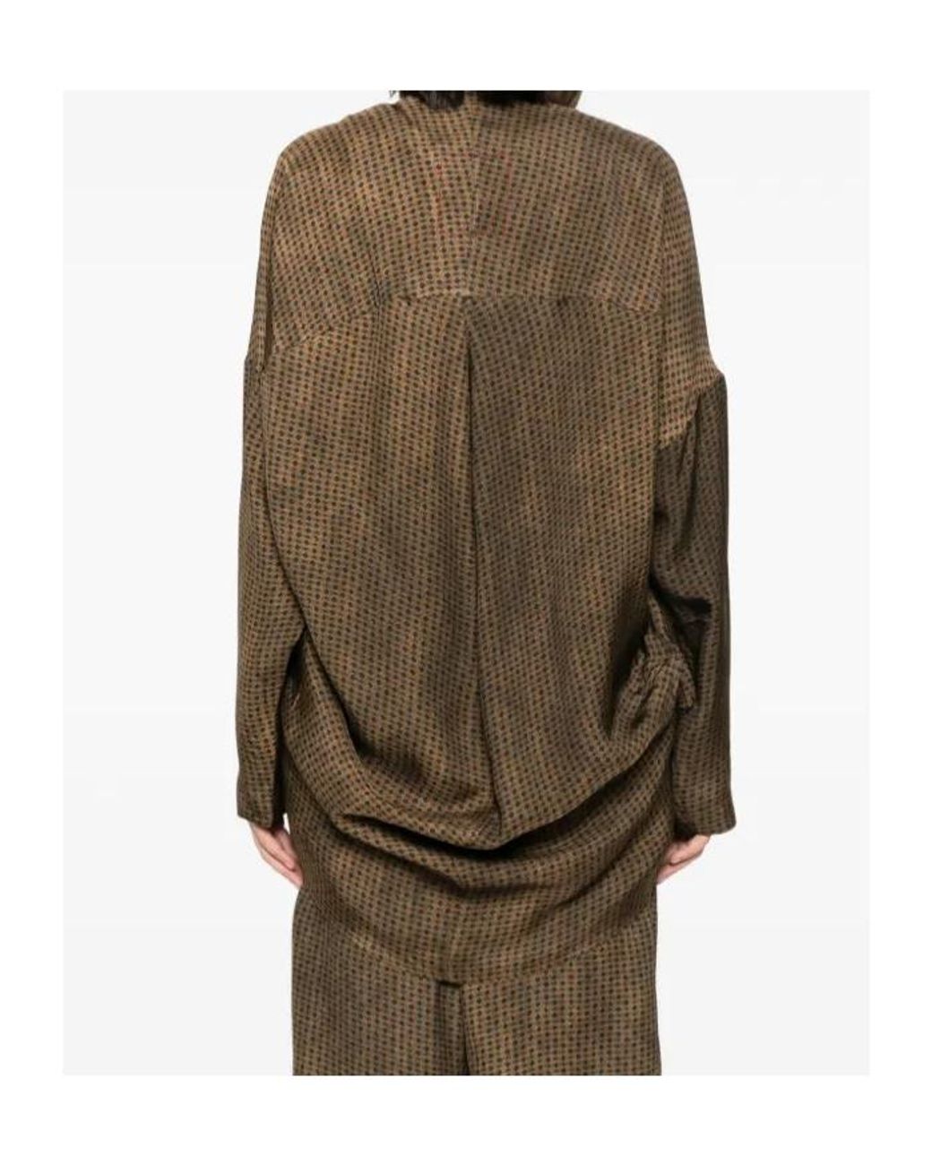 Uma Wang Brown Geometric Pattern Top