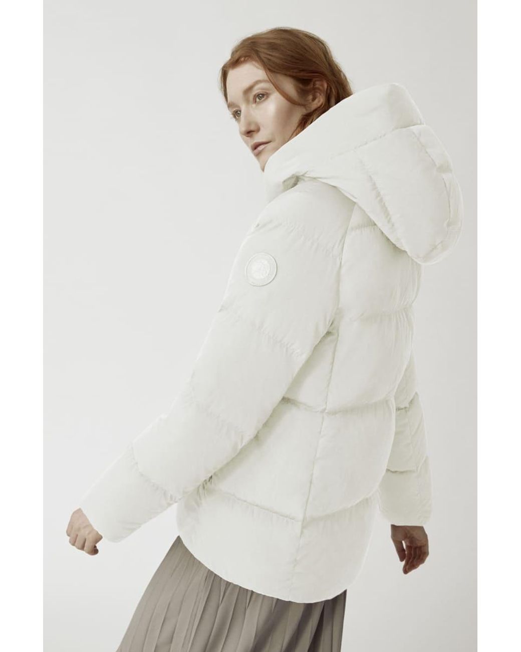 Canada Goose White Marlow Hooded Puffer Jacket
