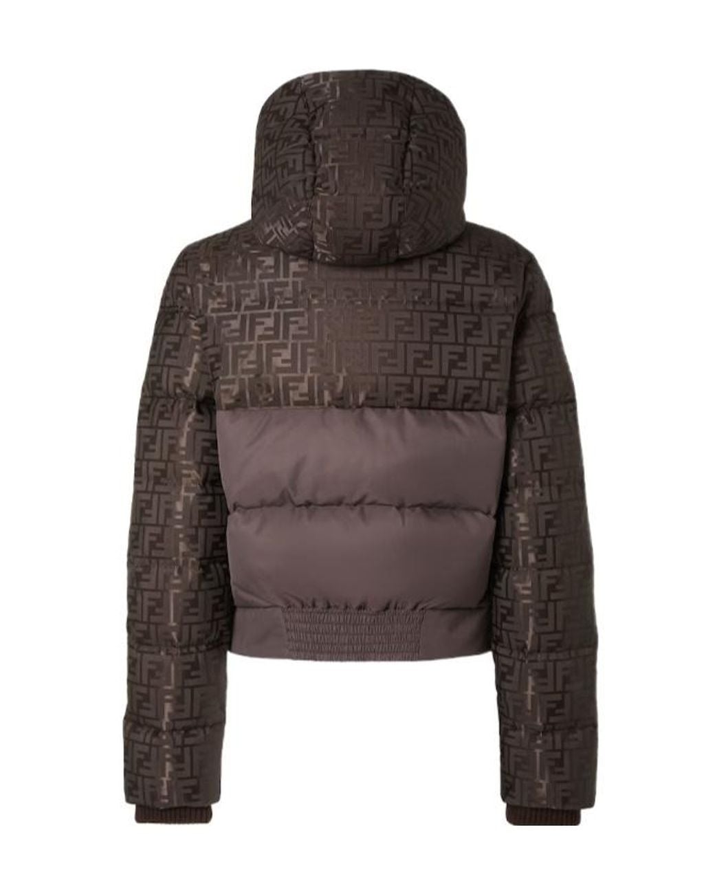Fendi Brown Ff Jacquard Hooded Padded Jacket