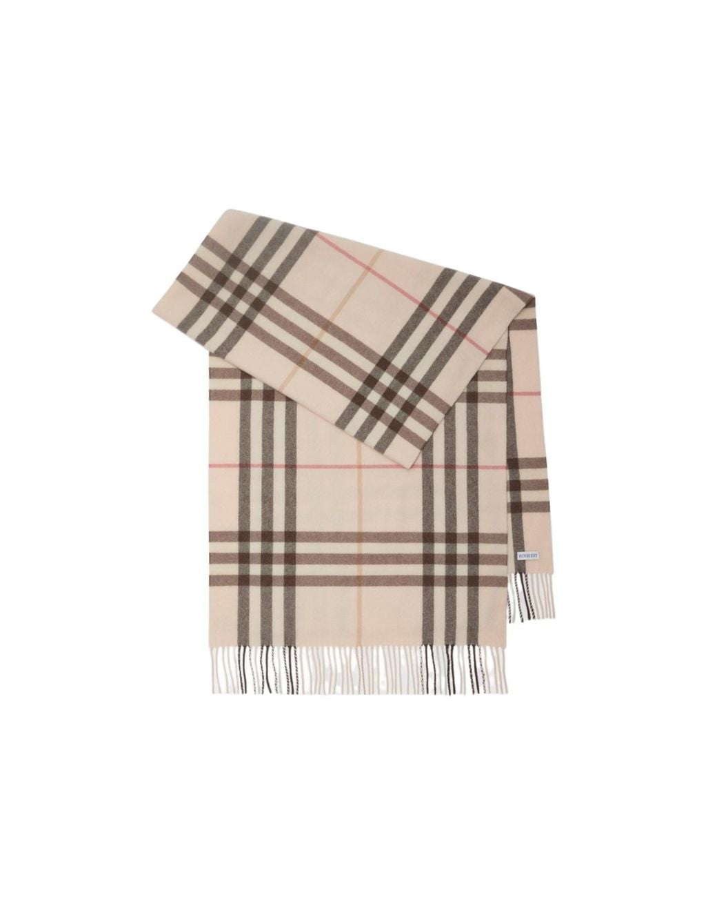 Burberry Natural Checked Fringed-Edge Scarf
