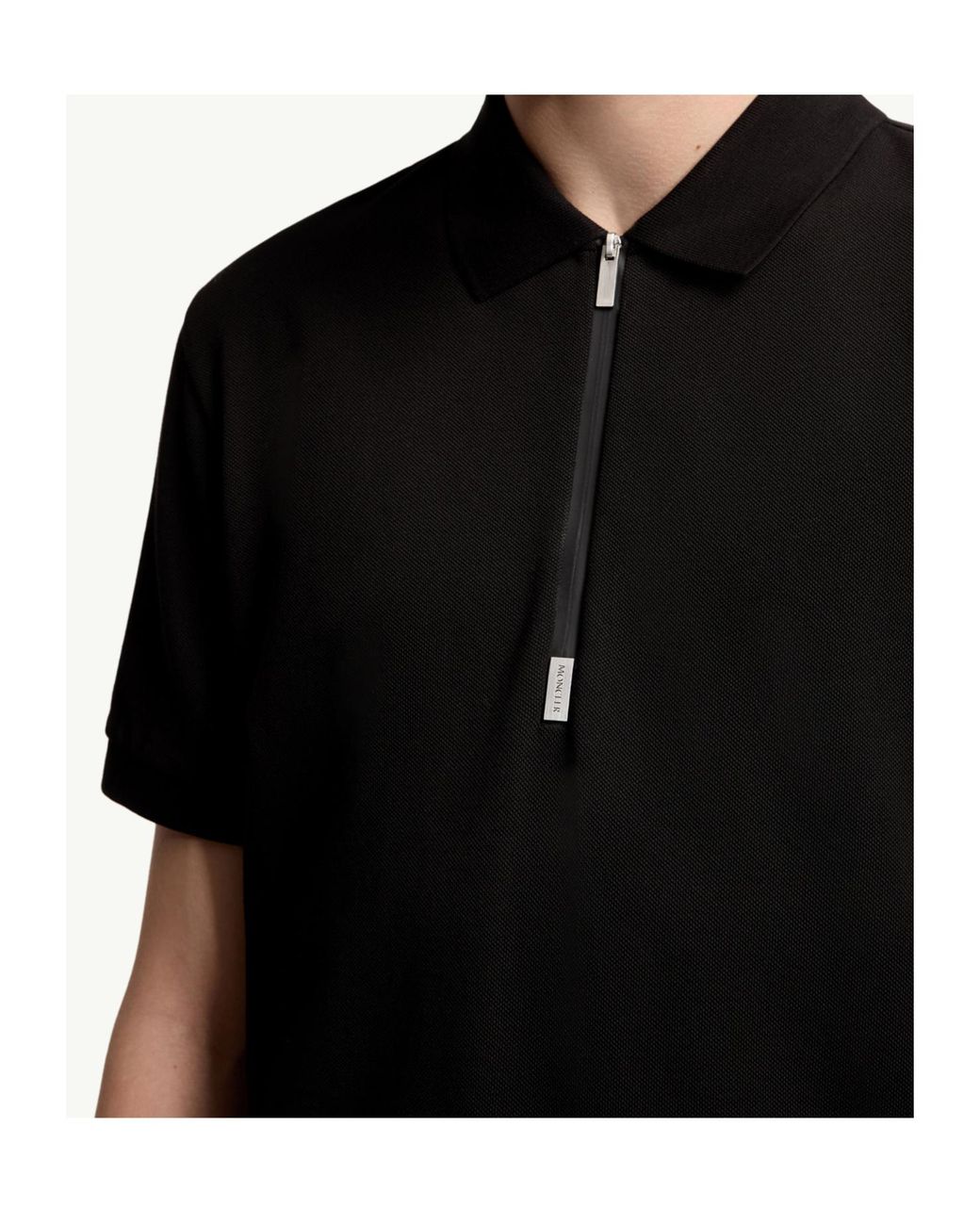 Moncler Black Logo Patch Short-Sleeved Polo Shirt for men