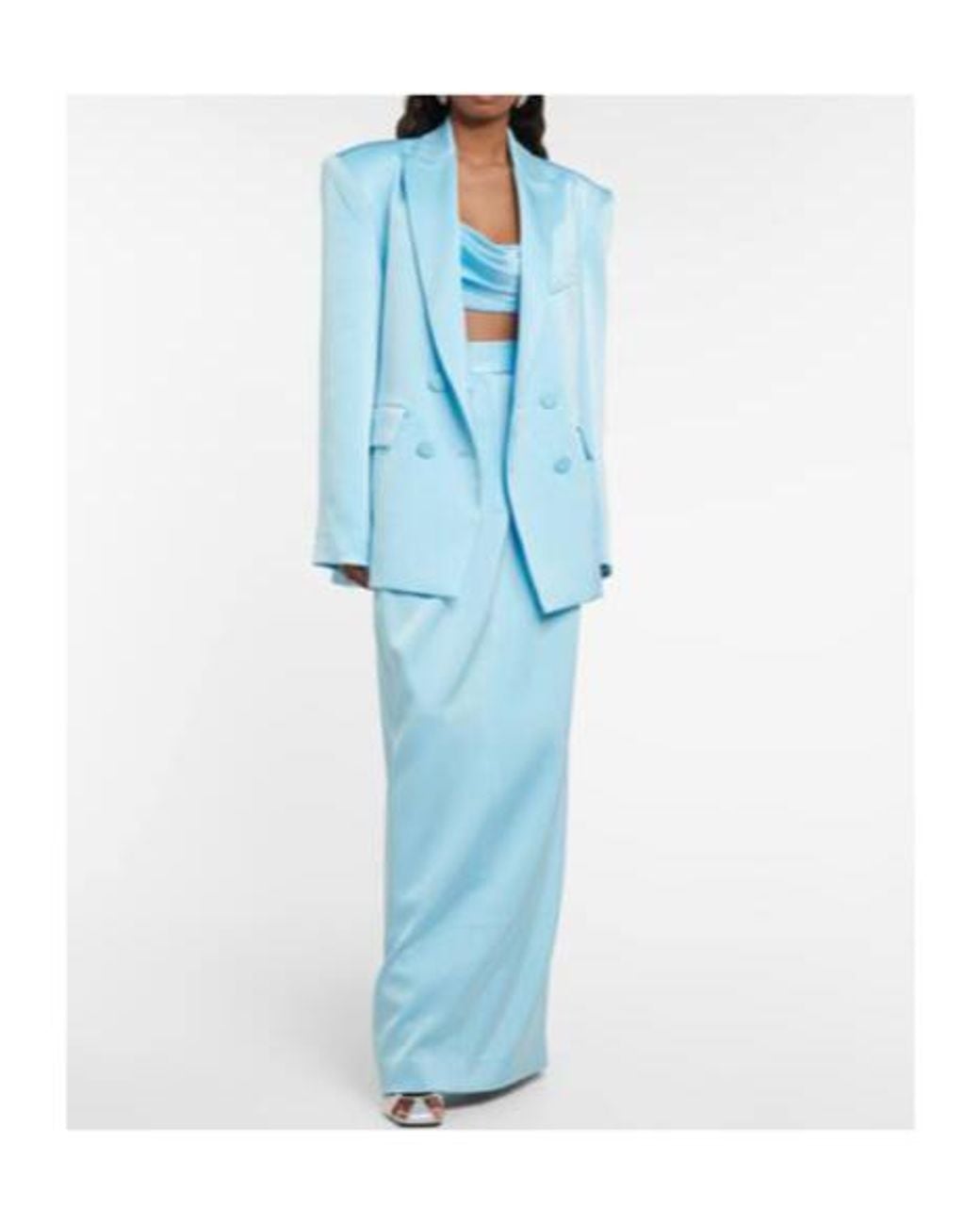 Alex Perry Blue Wells Crepe Satin Blazer