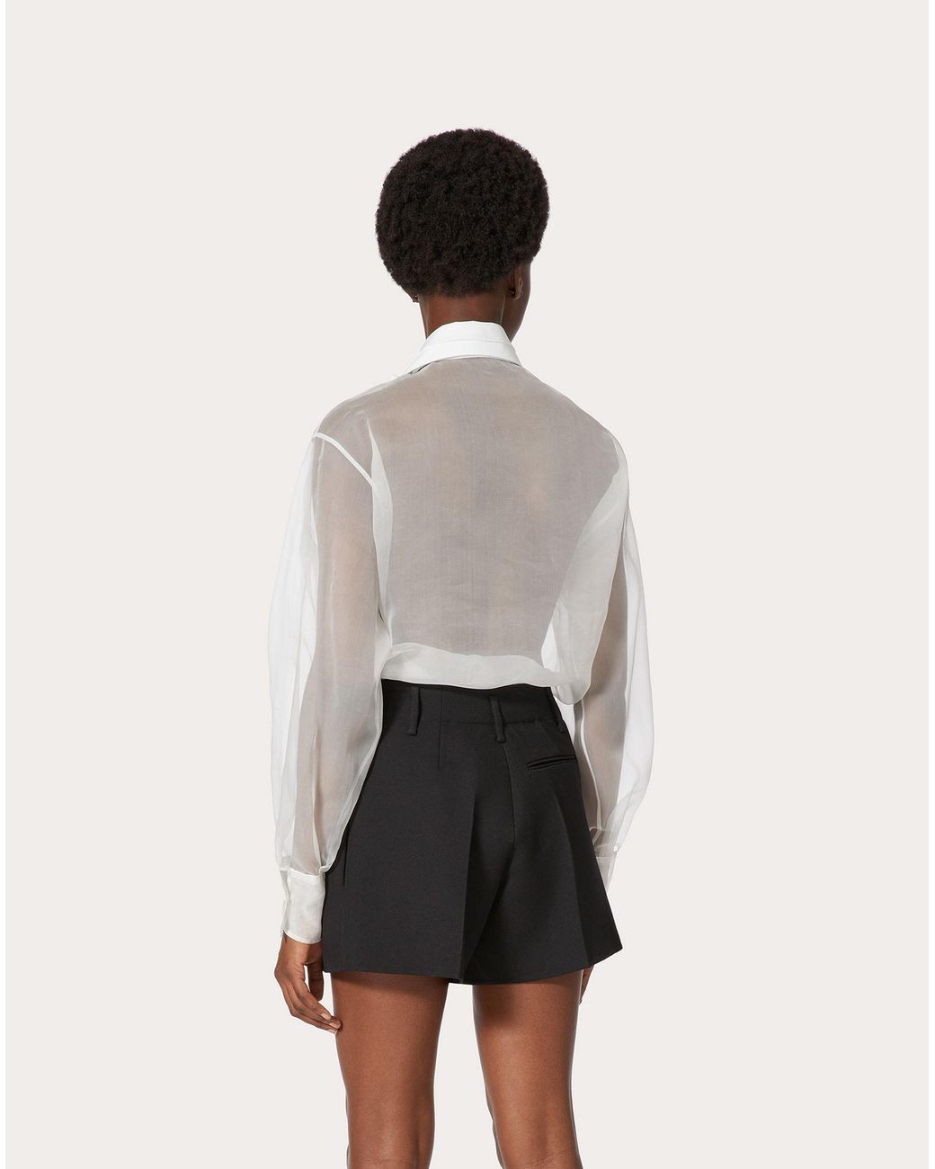 Valentino White Embroidery Organza Shirt