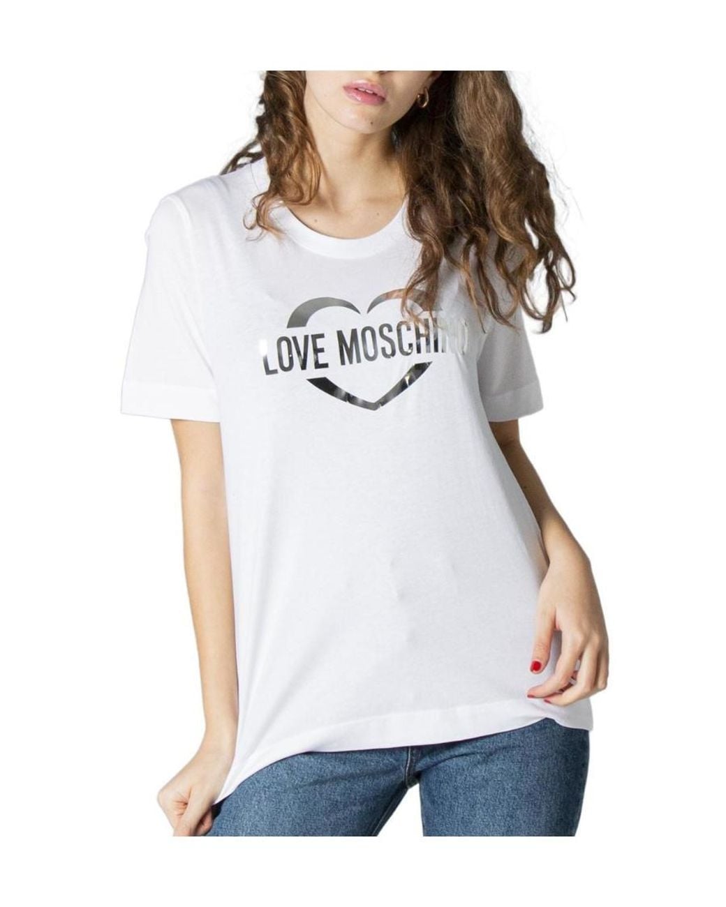 Moschino White Logo-Print Cotton T-Shirt