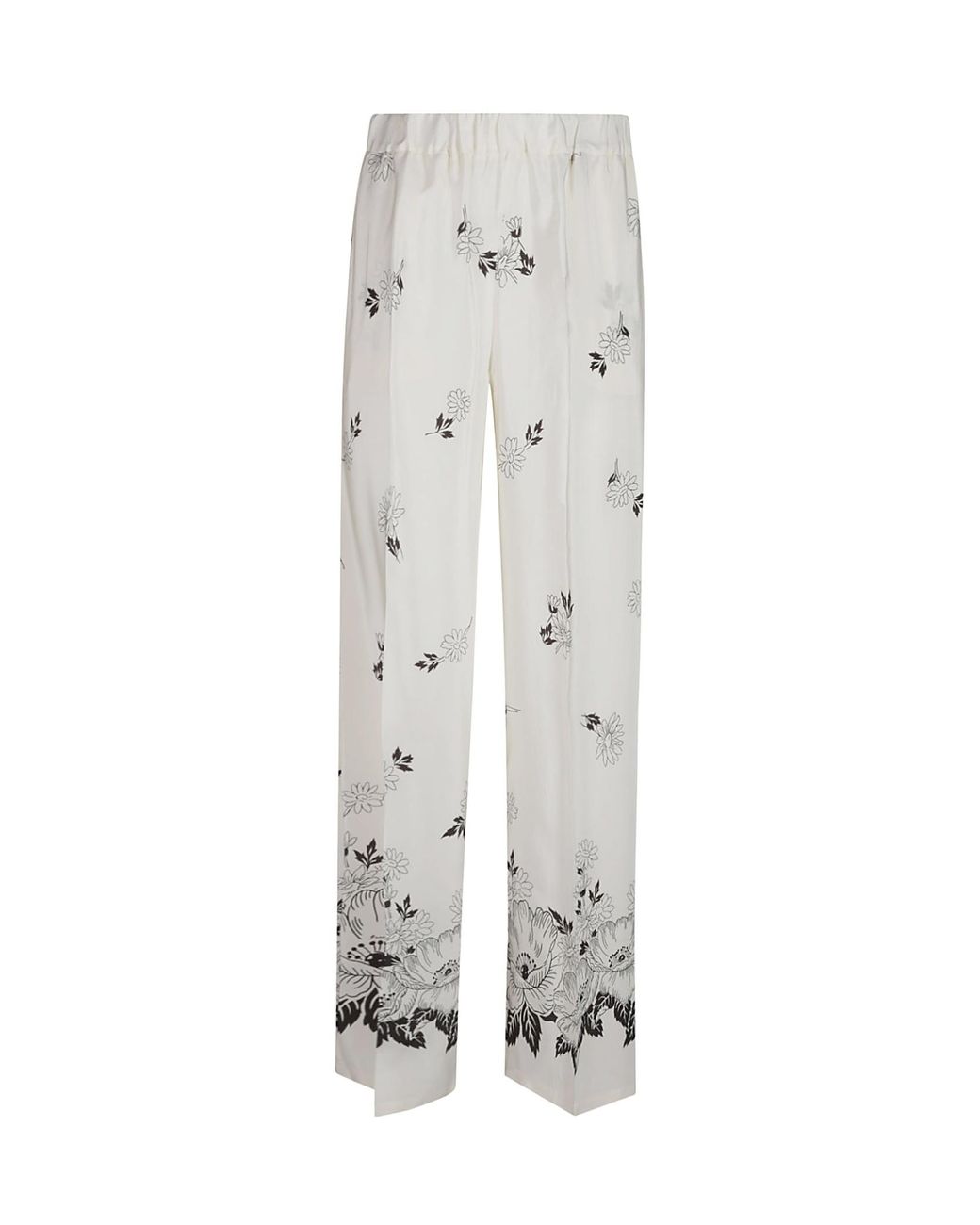 P.A.R.O.S.H. White Floral Wide-Leg Pants