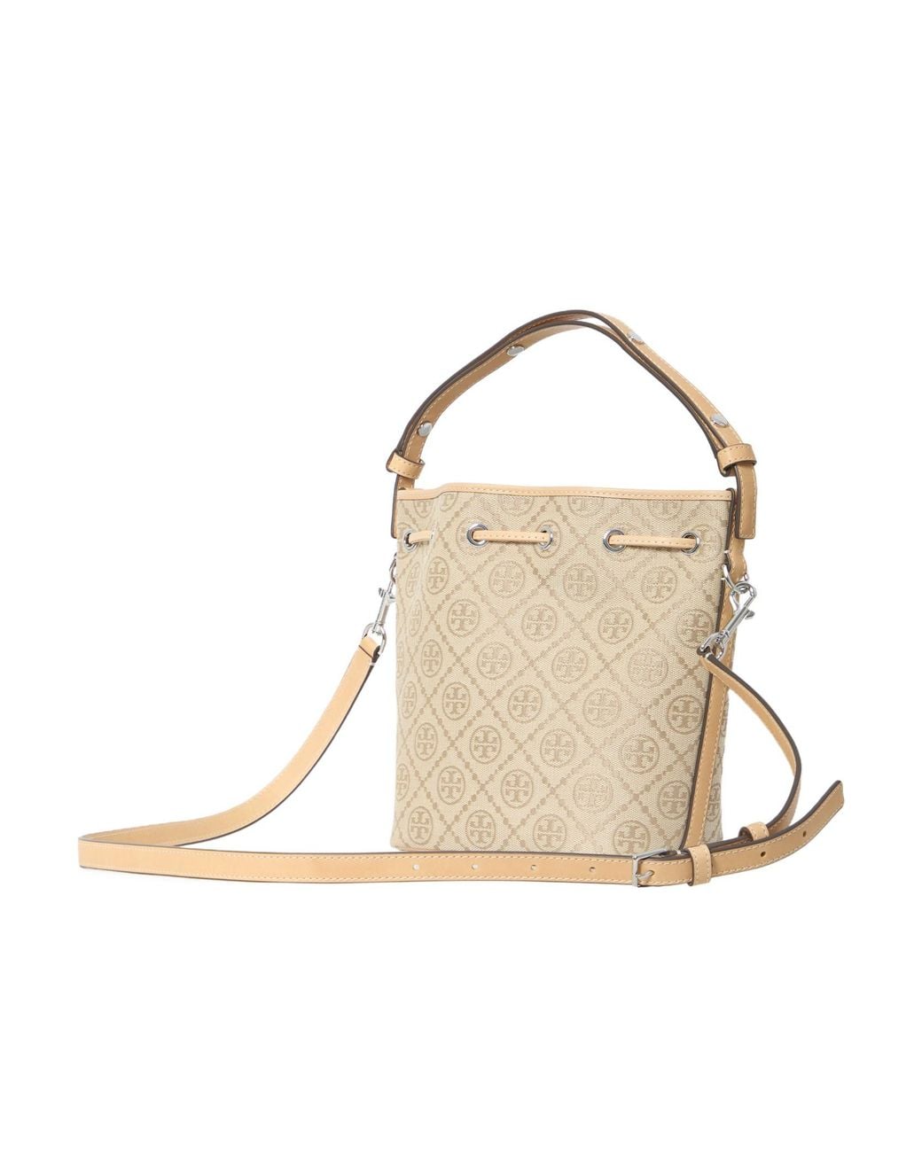 Tory Burch White T Monogram Bucket Bag