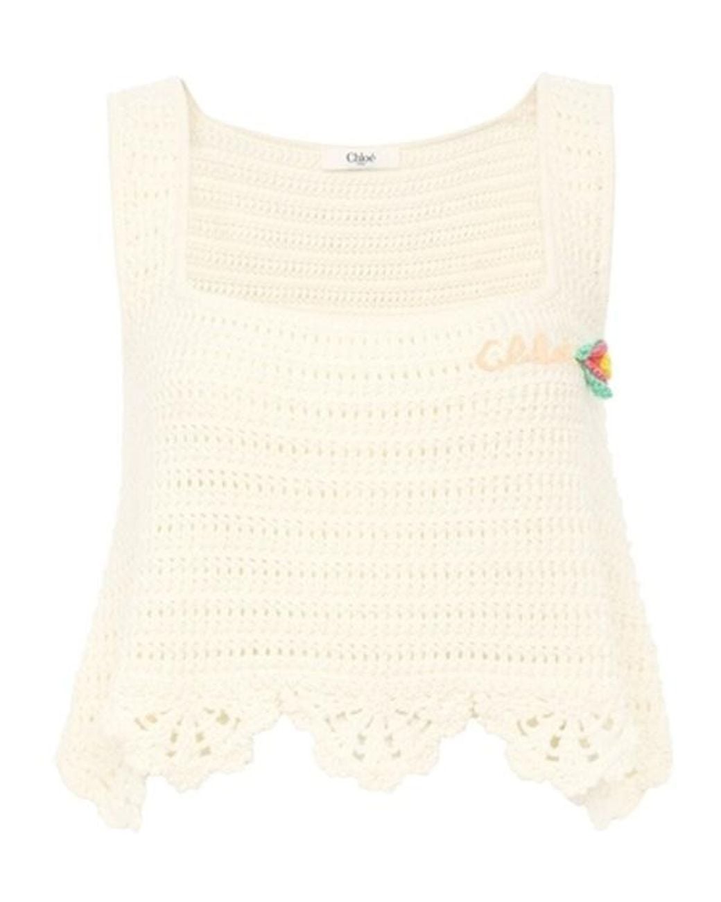 Chloé Natural Chloé Sleeveless Cropped Top