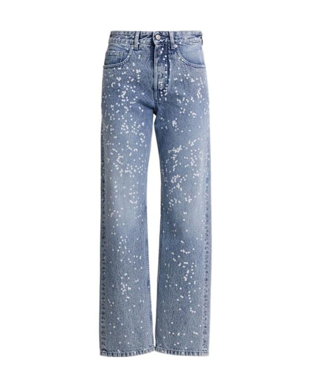 MM6 by Maison Margiela Blue Embellished Denim Folded Straight Jeans